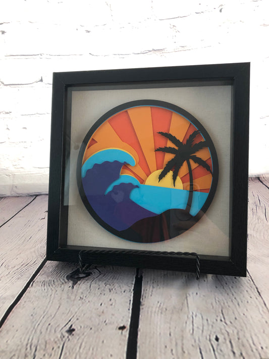 Beach 3D paper art shadowbox