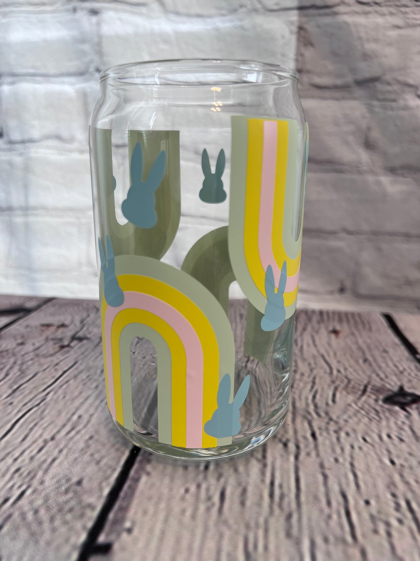 Easter rainbow beer can glass