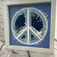 Blue floral peace sign 3D paper art shadowbox
