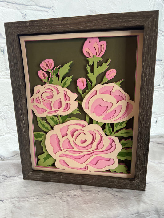 Peonies 3D paper art shadowbox