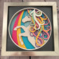 Unicorn with rainbow 3D paper art shadowbox