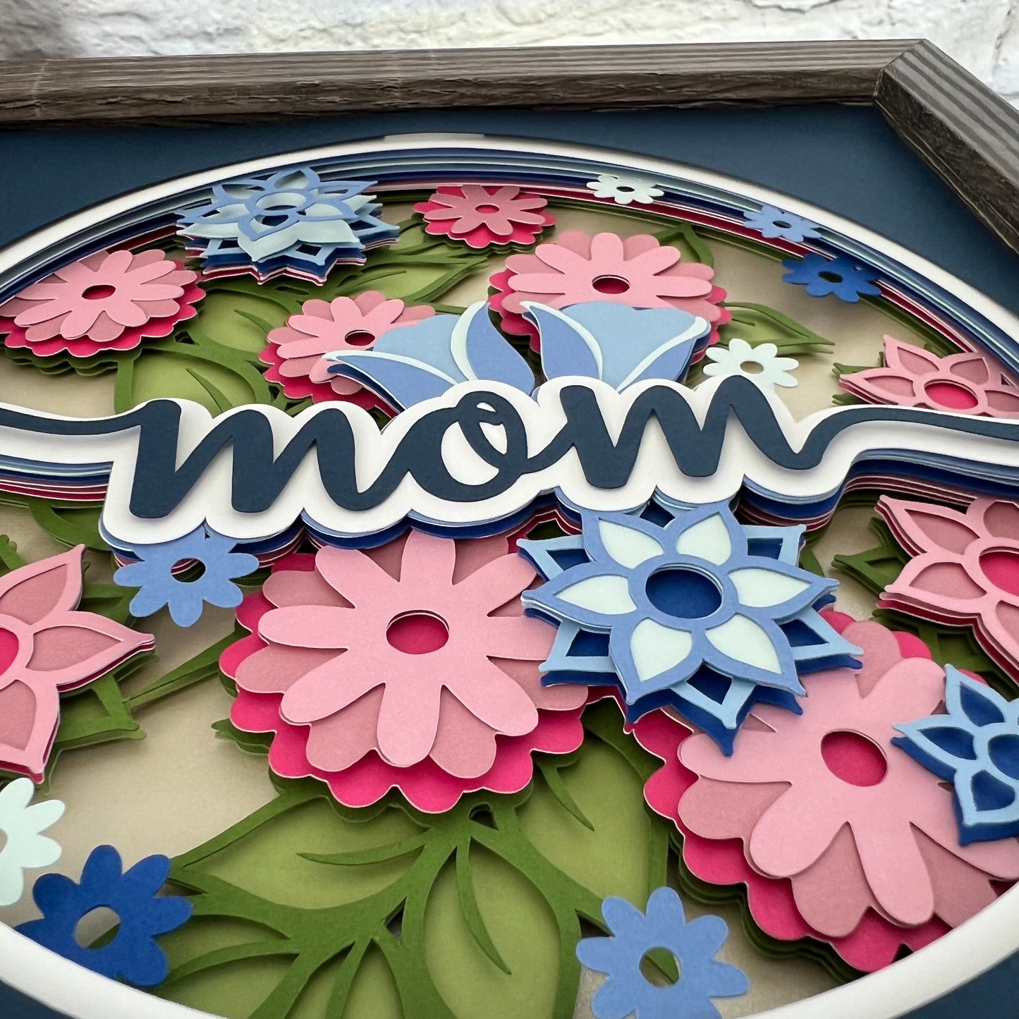 Mom floral 3D paper art shadowbox