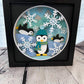 Penguins at play 3D paper art in a shadowbox